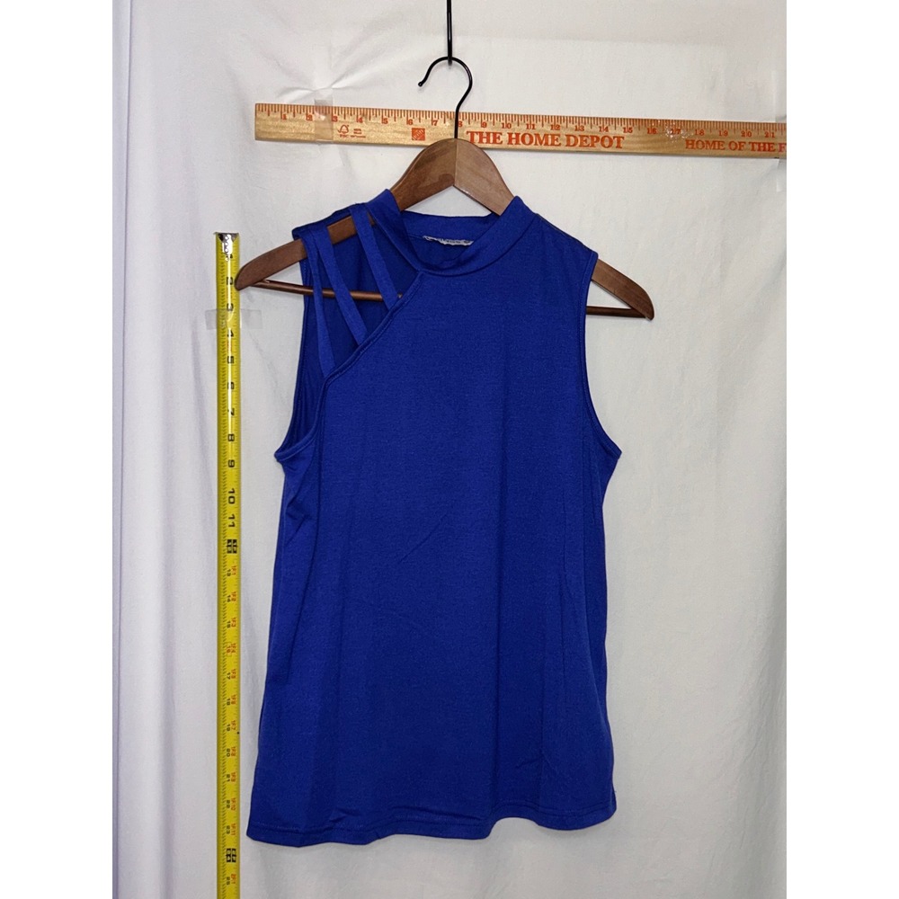 ELINGS Royal Blue Mock Neck Cutout Sleeveless Top‎ Women's Size Small